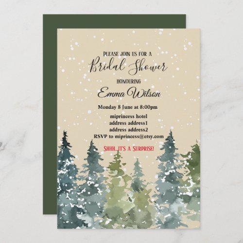 Conifer Pine Tree bridal shower invitation