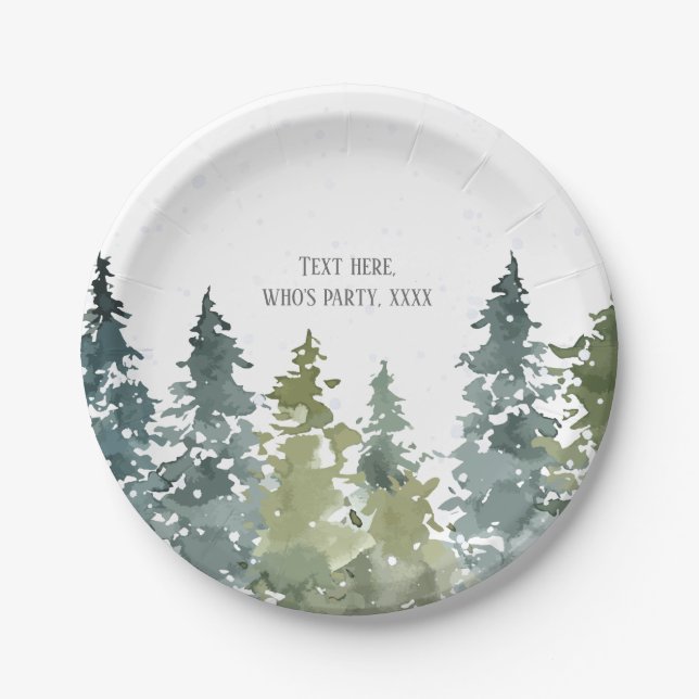 Conifer, Pine Tree, Evergreen Paper Plates (Front)