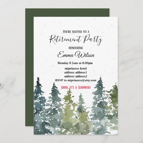 Conifer Pine Tree retirement invitation