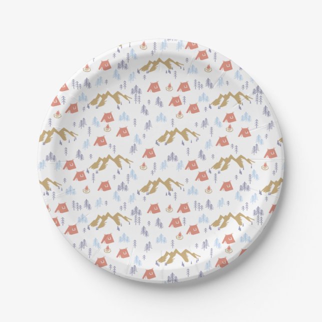 Coniferous Forest Camping Paper Plates (Front)