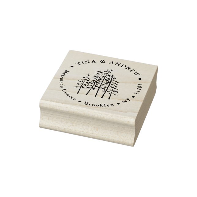 Coniferous Trees Holiday Custom Return Address Rubber Stamp (Stamp)