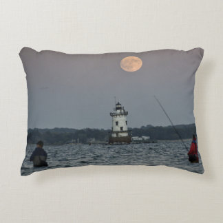 Conimicut Lighthouse Harvest Moon Double-Sided Accent Pillow