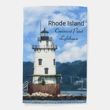Conimicut Point  Lighthouse Ri   Flag by RenderlyYours at Zazzle