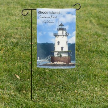 Conimicut Point  Lighthouse Ri  Garden Flag by RenderlyYours at Zazzle