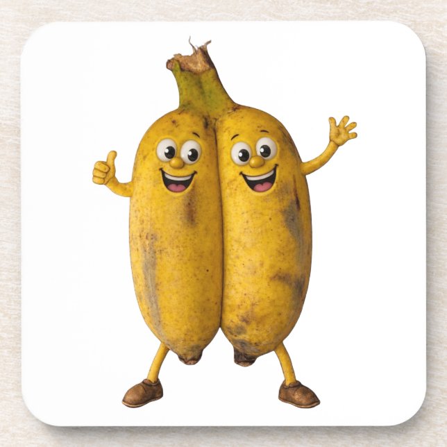 Conjoined Bananas Comedy Duo Beverage Coaster (Front)