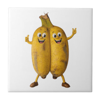 Conjoined Bananas Comedy Duo Ceramic Tile