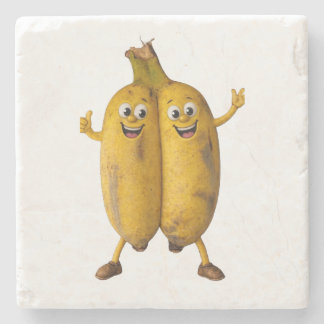 Conjoined Bananas Comedy Duo Stone Coaster