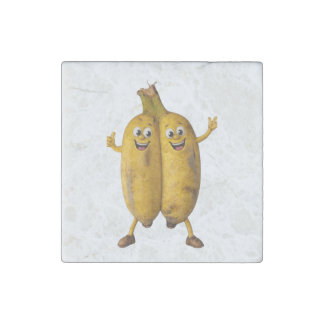 Conjoined Bananas Comedy Duo Stone Magnet