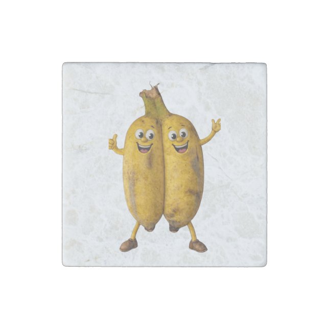 Conjoined Bananas Comedy Duo Stone Magnet (Front)