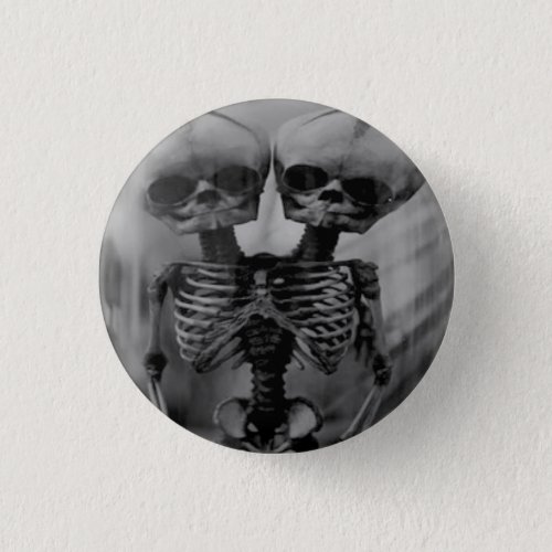 Conjoined Twins Skeleton button pin