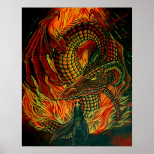 Dragons MF 5 Bilder 160x80 Bild Feng Shui auf Leinwand Wandbild Poster 