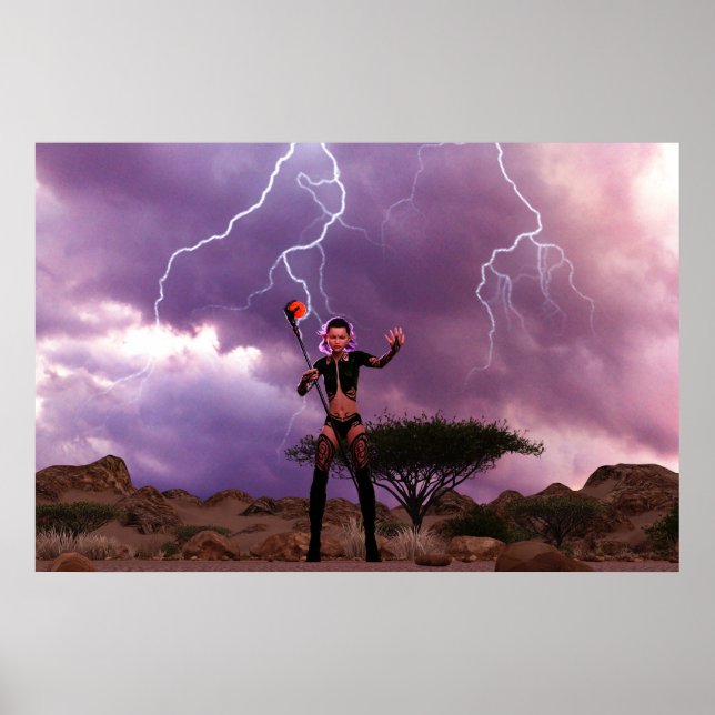 Conjuring Lighting Daz Studio Digital Art Poster (Front)