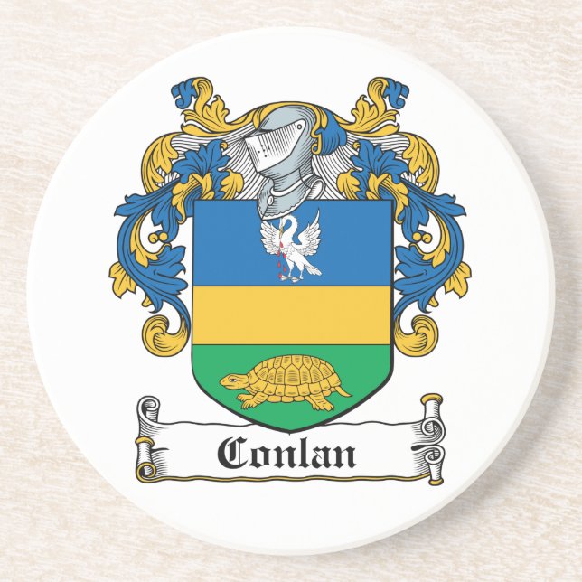 Conlan Family Crest Sandstone Coaster (Front)