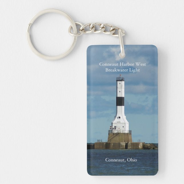 Conneaut Harbor West Bkw Light rectangle key chain (Front)