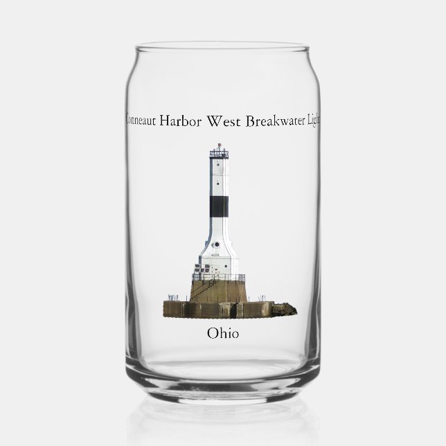 Conneaut Harbor West Breakwater Light can glass (Front)
