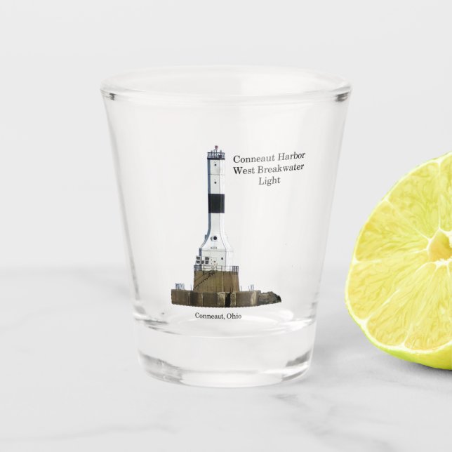 Conneaut Harbor West Breakwater Light shot glass (Front)