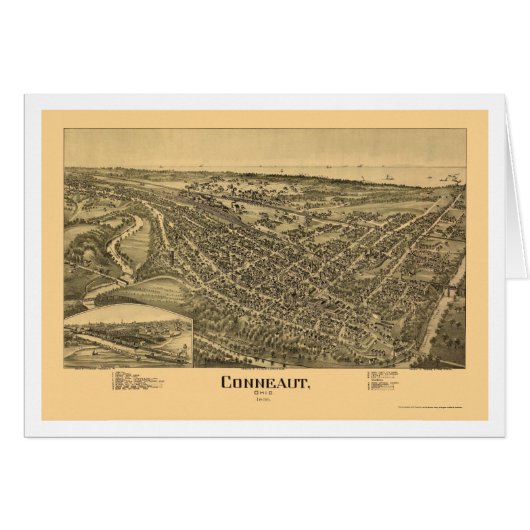 Conneaut, OH Panoramic Map - 1896 Cards (Front Horizontal)
