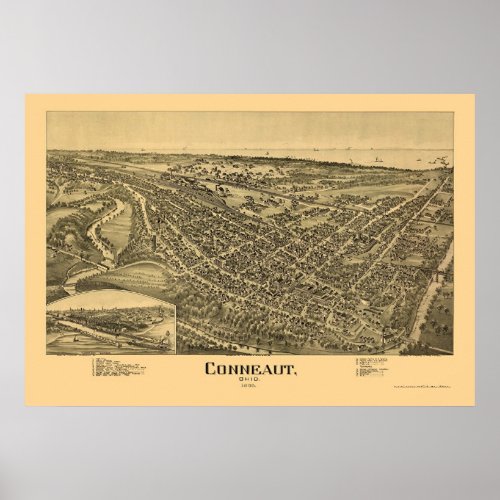 Conneaut OH Panoramic Map _ 1896 Poster