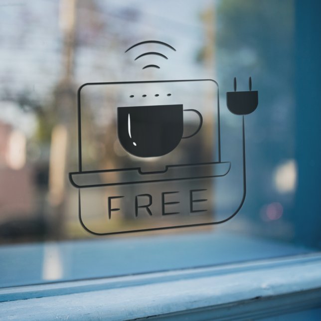 Connect me l Free WIFI Network Coffee Shop  Window Cling (Creator Uploaded)