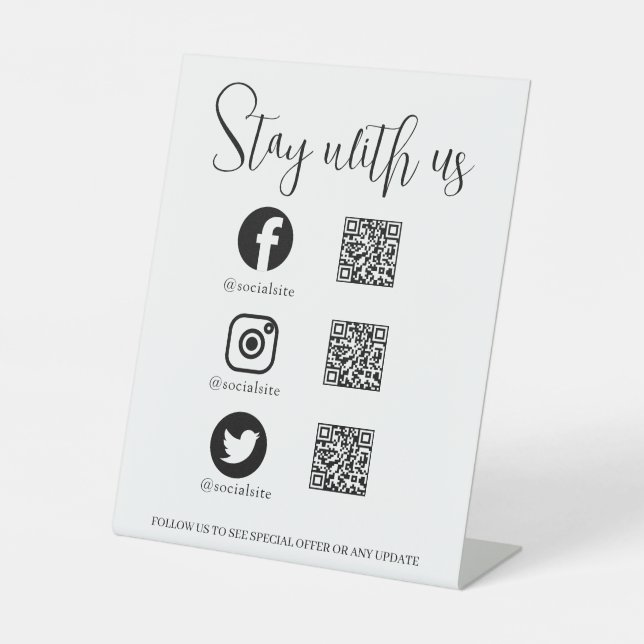 Connect QR Code Social Media Display Pedestal Sign (Front)
