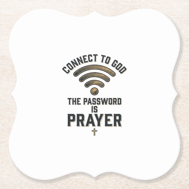 Connect to God Prayer Christian Vector Design_1 Paper Coaster (Front)