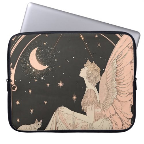 Connect To The Moon Pink Celestial Laptop Sleeve