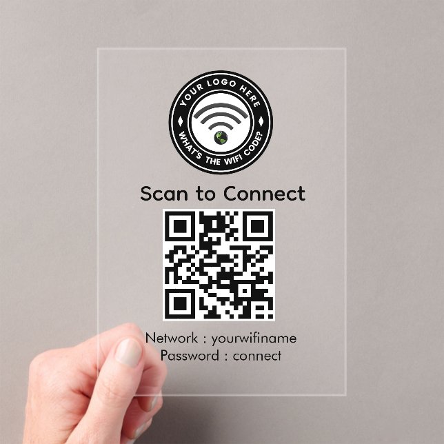 Connect to Wi‑Fi QR Code Sign | Wi‑Fi | Spa | Blac Acrylic Invitations (Insitu (Handheld))