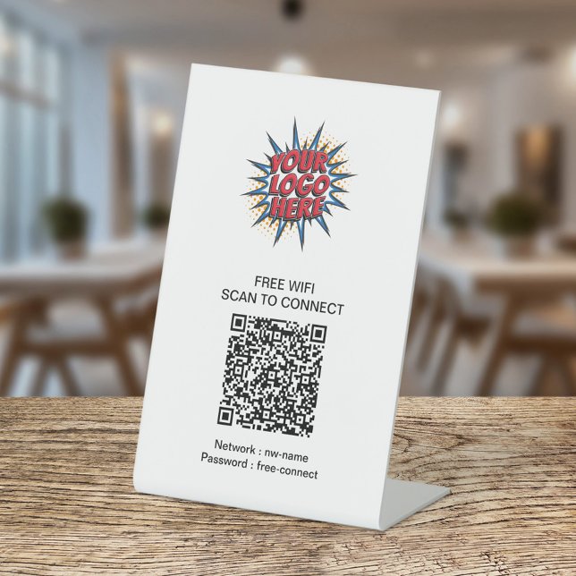 Connect to WIFI QR Code Buisness Logo  Pedestal Sign (Creator Uploaded)