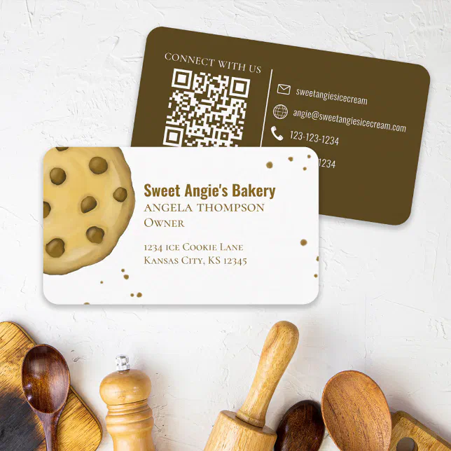 Connect With Me QR Code Simple Bakery Cookie Business Card Zazzle