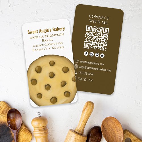 Connect With Me  QR Code Simple Bakery Cookie Business Card