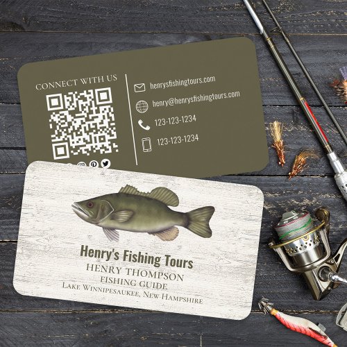 Connect With Me  QR Code Simple Fisherman Fishing Business Card