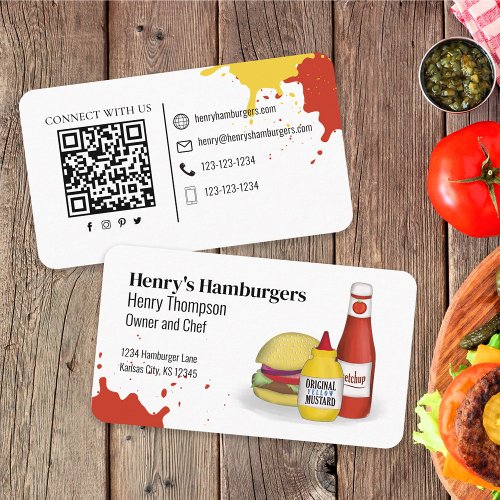 Connect With Me  QR Code Simple Hamburger Modern Business Card