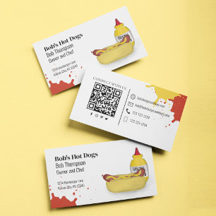 Connect With Me QR Code Simple Hot Dog Business Card