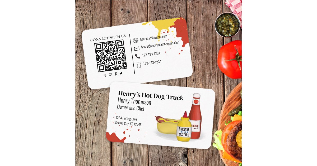 Connect With Me | QR Code Simple Hotdog Modern Business Card