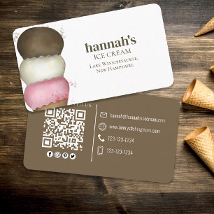 Connect With Me   QR Code Simple Ice Cream Cone Business Card
