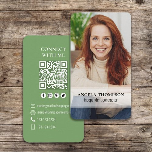 Connect With Me  QR Code Simple Modern Photo  Business Card
