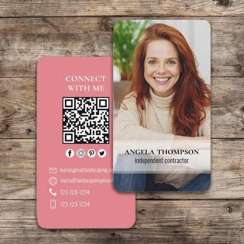 Connect With Me  QR Code Simple Modern Photo Business Card