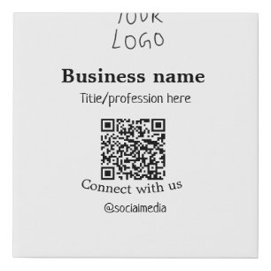 Connect with us business logo QR social media name Faux Canvas Print