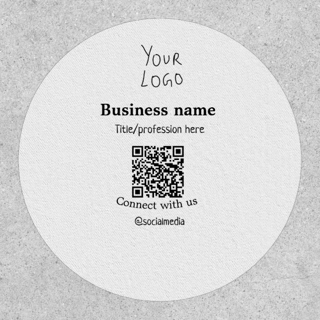 Connect with us business logo QR social media name Patch (Front)