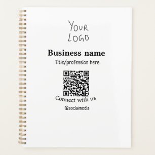 Connect with us business logo QR social media name Planner
