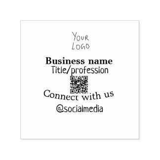 Connect with us business logo QR social media name Self-inking Stamp