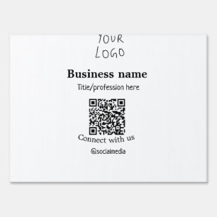 Connect with us business logo QR social media name Sign