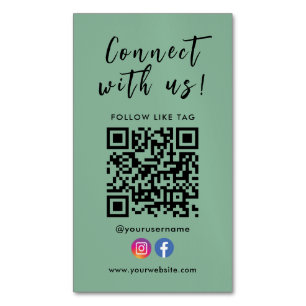 Connect With Us Facebook Instagram Qr Code Business Card Magnet