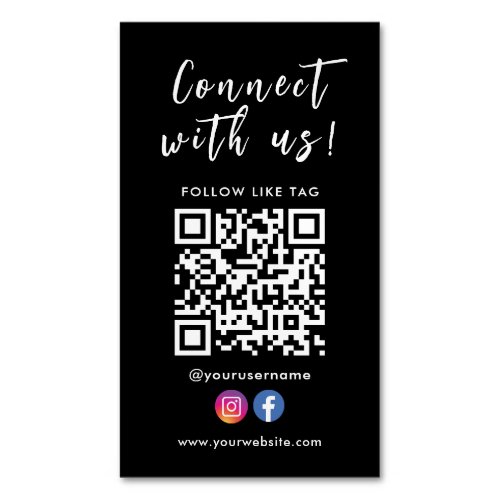 Connect With Us Facebook Instagram Qr Code Business Card Magnet