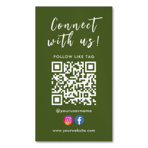 Connect With Us Facebook Instagram Qr Code Business Card Magnet