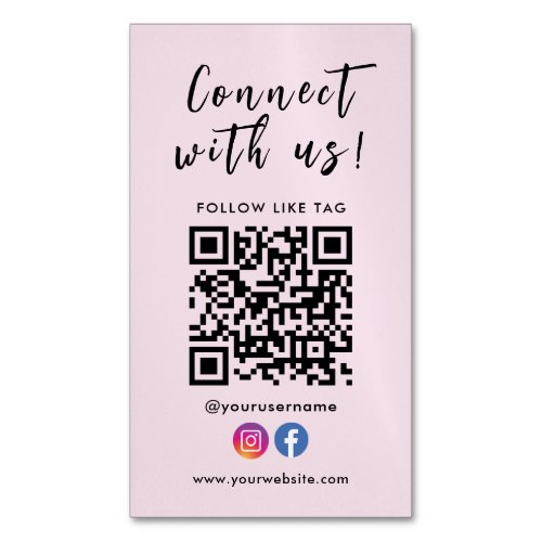 Connect With Us Facebook Instagram Qr Code Business Card Magnet