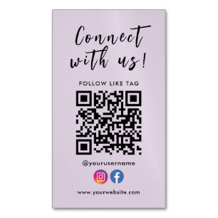 Connect With Us Facebook Instagram Qr Code Business Card Magnet