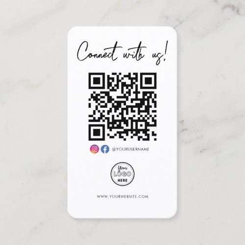 Connect With Us Facebook Instagram QR Code Logo Business Card