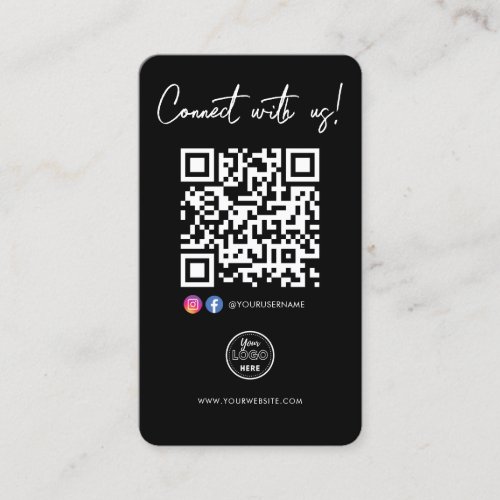 Connect With Us Facebook Instagram QR Code Logo Business Card