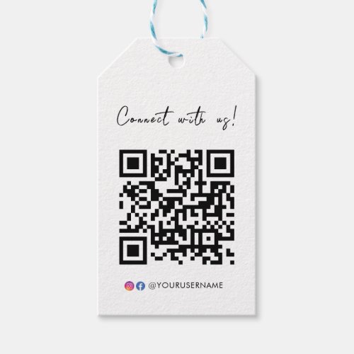 Connect With Us Facebook Instagram QR Code Logo Gift Tags
